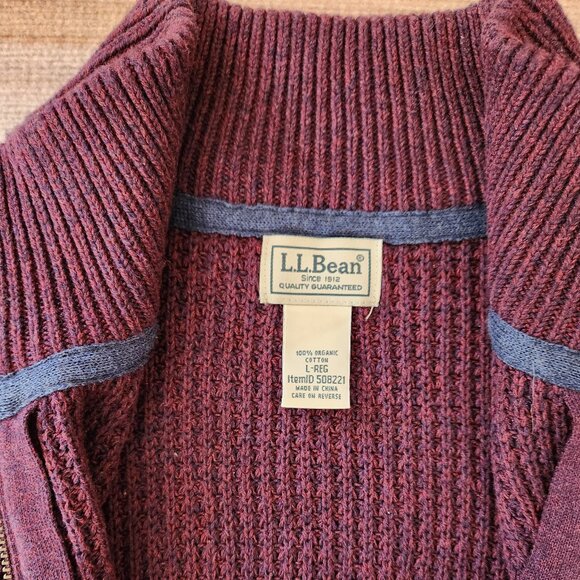 L.L. Bean full zip waffle knit cardigan - Picture 2 of 5